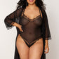 Plus Size High Hip Mesh Teddy and Robe