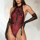 Burgundy Mesh Teddy with Harness