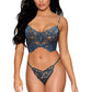 Floral Velvet Bustier and G-String Set