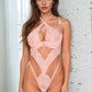 Pink Iridescent Rhinestone Lace Teddy