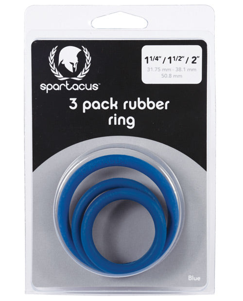 Spartacus Anillo de Goma para Pene - Paquete Azul de 3