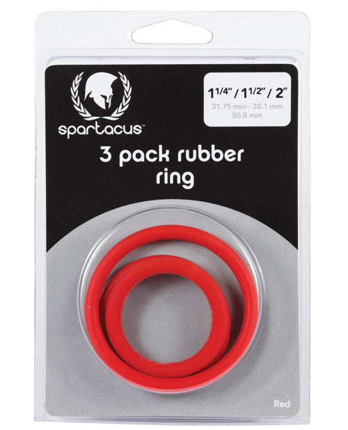 Set de anillos para pene de goma Spartacus - Rojo Paquete de 3