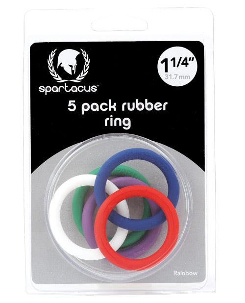 Spartacus Lot de 5 anneaux péniens en caoutchouc de 3,17 cm – Couleurs arc-en-ciel