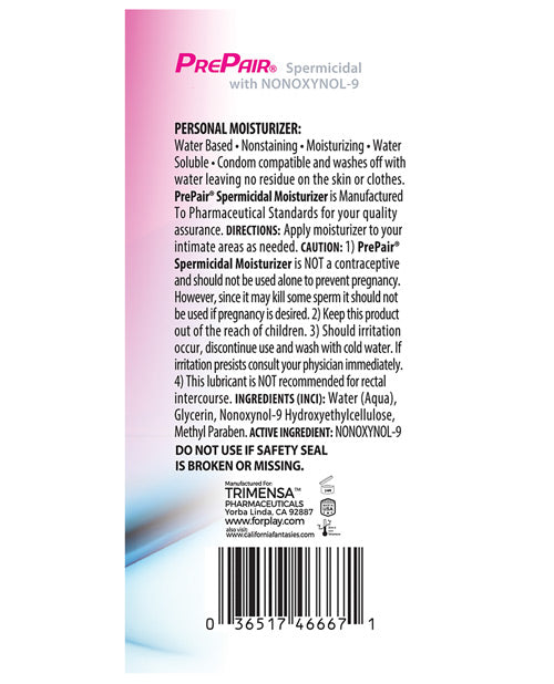 Lubricante espermicida Prepair - Frasco de 4.5 oz