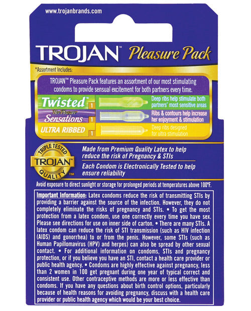 Preservativos Trojan Pleasure Pack - Caja de 3