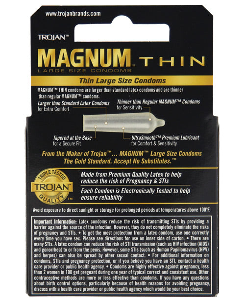 Preservativos Trojan Magnum Thin - Caja de 3