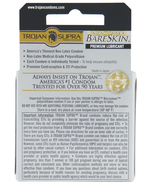 Préservatifs en polyuréthane ultra-fins Trojan Supra - Boîte de 3