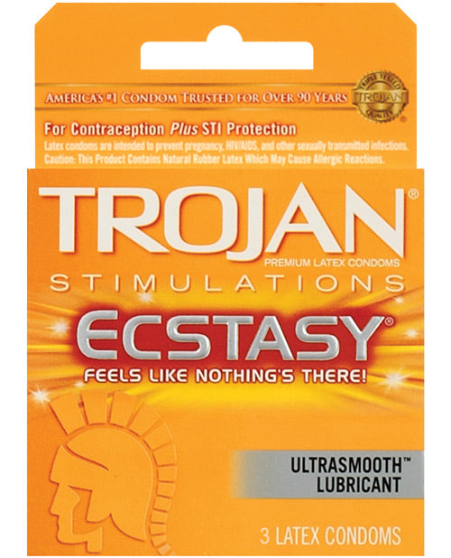 Préservatifs Trojan Ultra Nervurés Ecstasy - Boîte de 3