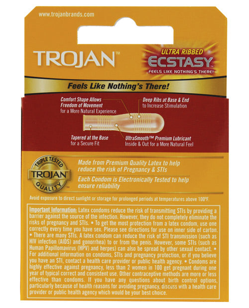 Préservatifs Trojan Ultra Nervurés Ecstasy - Boîte de 3