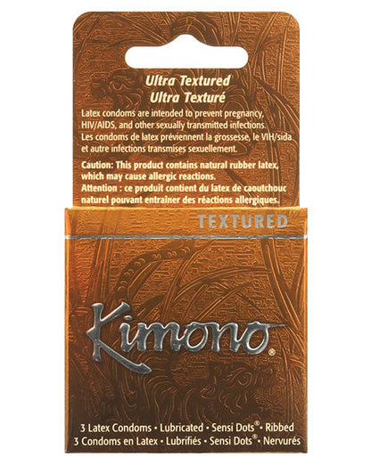 Kimono Condom Nervuré Texturé + Points Sensi - Boîte de 3