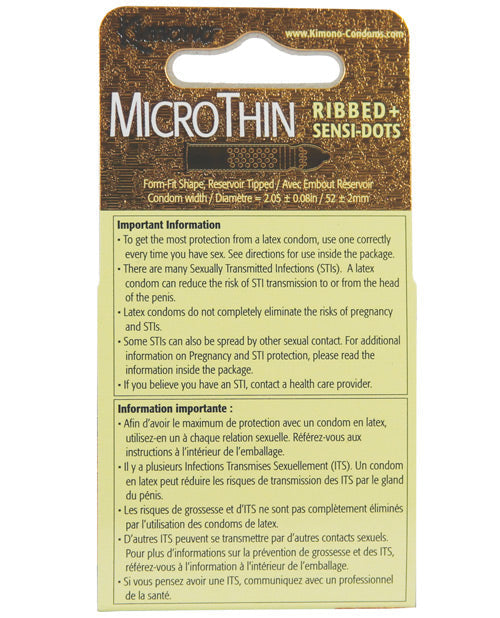 Kimono Condom Nervuré Texturé + Points Sensi - Boîte de 3
