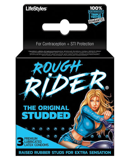 Boîte de 3 préservatifs nervurés Lifestyles Rough Rider