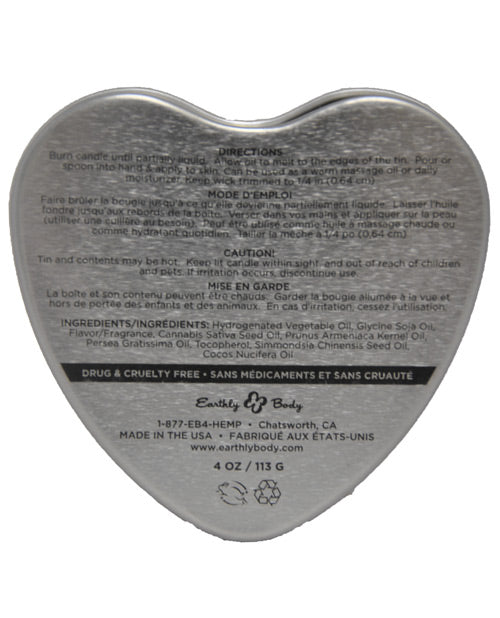 Vela comestible de cáñamo Suntouched Earthly Body - Lata en forma de corazón de 4.7 oz Vainilla