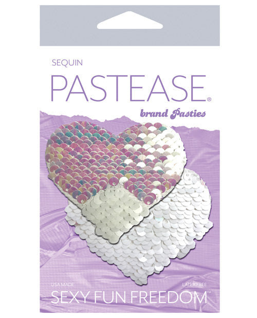 Lentejuelas reversibles con cambio de color Pastease Premium Corazón - Perla/Blanco Talla única