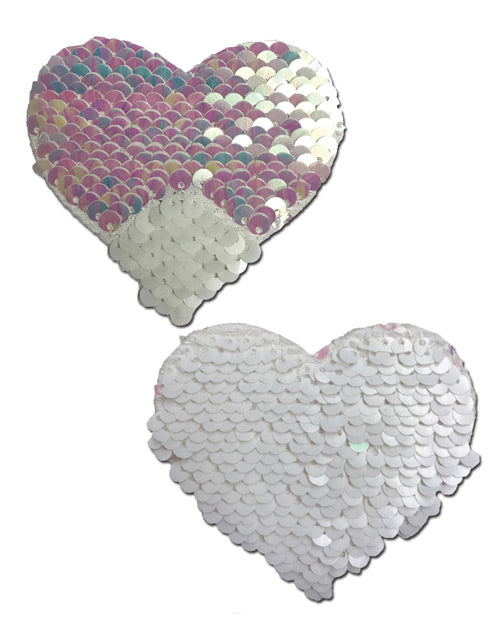 Lentejuelas reversibles con cambio de color Pastease Premium Corazón - Perla/Blanco Talla única