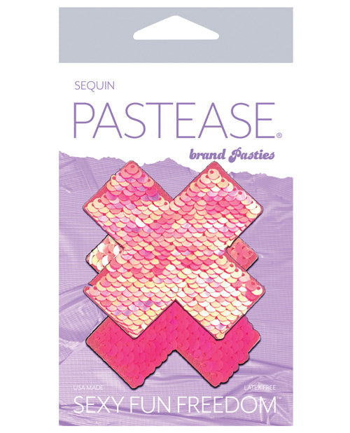 Cache-tétons à paillettes réversibles et changeant de couleur Pastease Premium - Rose Taille Unique