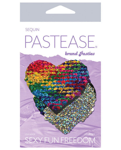 Pastease Cœur à paillettes réversibles changeant de couleur Premium - Arc-en-ciel T/U