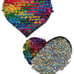 Pastease Cœur à paillettes réversibles changeant de couleur Premium - Arc-en-ciel T/U