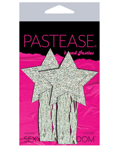 Cache-tétons à paillettes étoiles Pastease – Argent Taille unique
