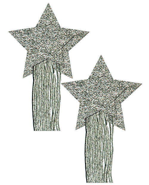 Cache-tétons à paillettes étoiles Pastease – Argent Taille unique