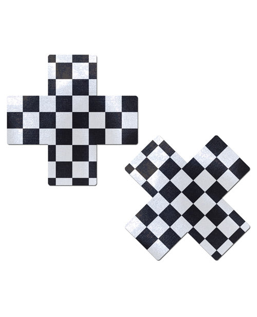 Cache-téton damier de qualité supérieure Pastease – Noir/Blanc Taille unique