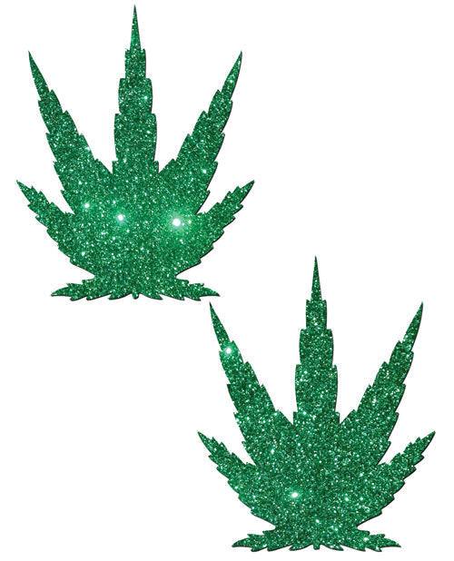 Pegatinas Premium de Hojas de Marihuana con Purpurina de Pastease - Verde T/U