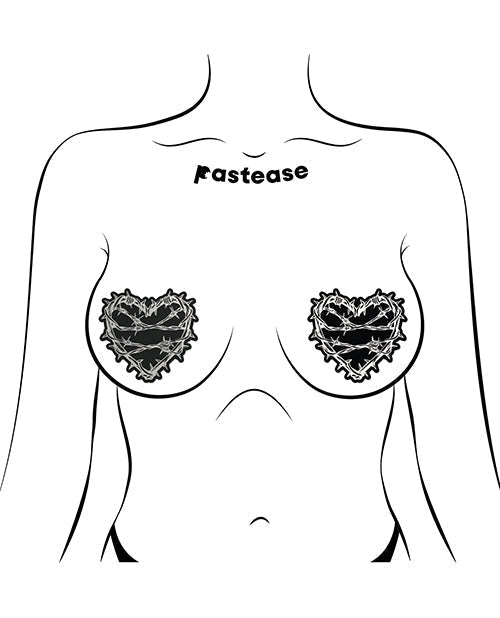 Pastease Cœur en fil barbelé réfléchissant de qualité supérieure – Noir Taille unique