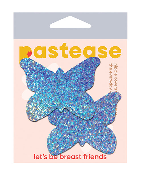 Pegatinas para Pezones Premium con Purpurina Mariposa - Azul Talla Única
