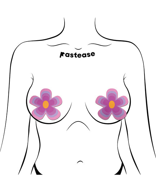 Cache-tétons adhésifs fleurs groovy de qualité supérieure Pastease – Violet T/U