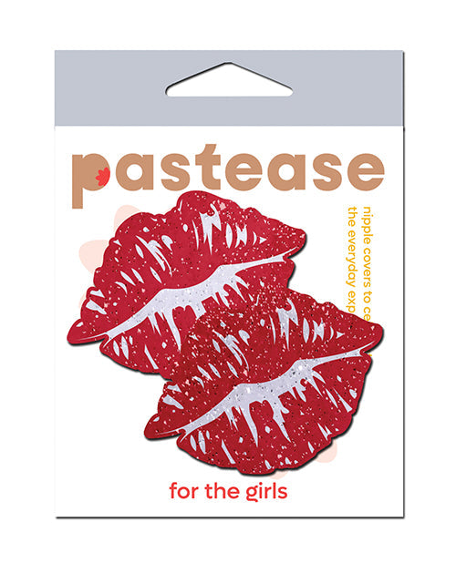 Pegatinas para Pezones Premium Sparkle Kissing Lips - Rojo T/U