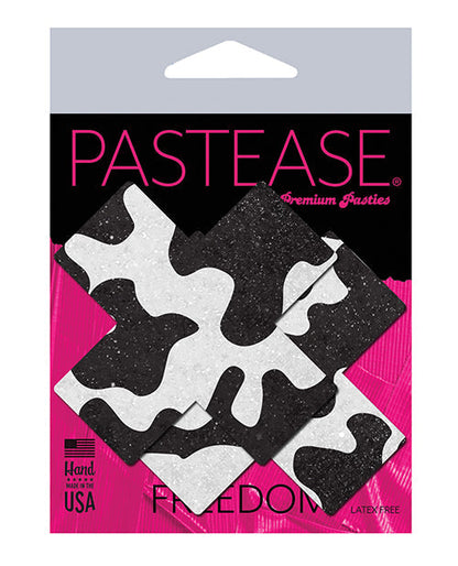 Cache-tétons adhésifs Pastease Premium Plus X à motif croisé vache - Noir/Blanc Taille unique