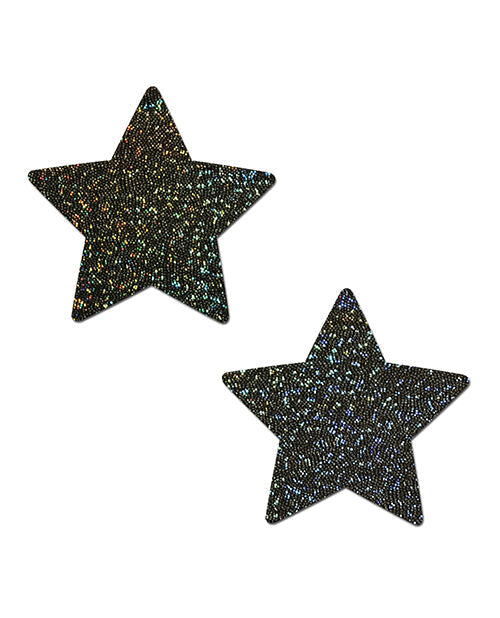 Cache-tétons étoiles à paillettes de qualité supérieure Pastease – Noir Taille Unique