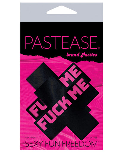 Cache-tétons adhésifs de qualité supérieure « Fuck Me » Plus – Noir/Rose Taille Unique