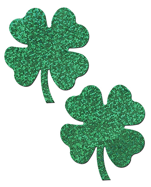 Cache-tétons Pastease Premium Pailleté Trèfle à quatre feuilles - Vert Taille unique