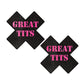 Cache-tétons de qualité supérieure Pastease Great Tits Cross - Noir/Rose Taille unique