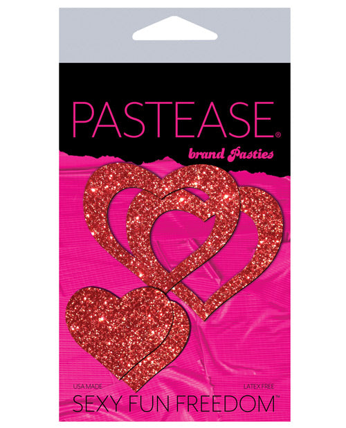 Cœurs de seins Pastease Premium scintillants - Rouge Taille Unique