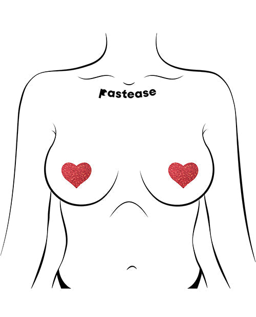 Cache-tétons adhésifs Pastease Premium Petites Cœur Pailleté - Rouge Taille Unique Lot de 2 paires