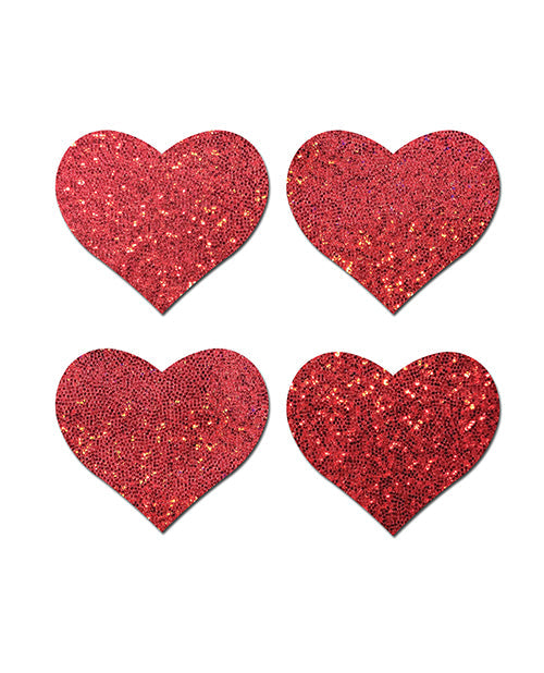 Cache-tétons adhésifs Pastease Premium Petites Cœur Pailleté - Rouge Taille Unique Lot de 2 paires
