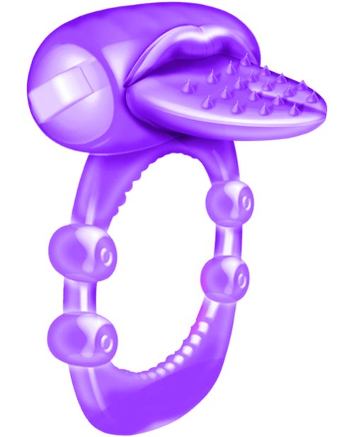 Anillo Vibrador de Placer Extremo Nubby Tongue - Morado