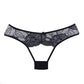 Adore Kiss Malla y Encaje Tanga Abierto Negro T/U