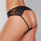 Adore Kiss Malla y Encaje Tanga Abierto Negro T/U
