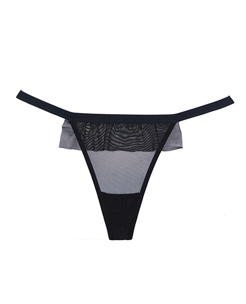 Adore Black Tie Maille Avant avec Volant Nœud Ouvert à l'Arrière Culotte Noir T/U