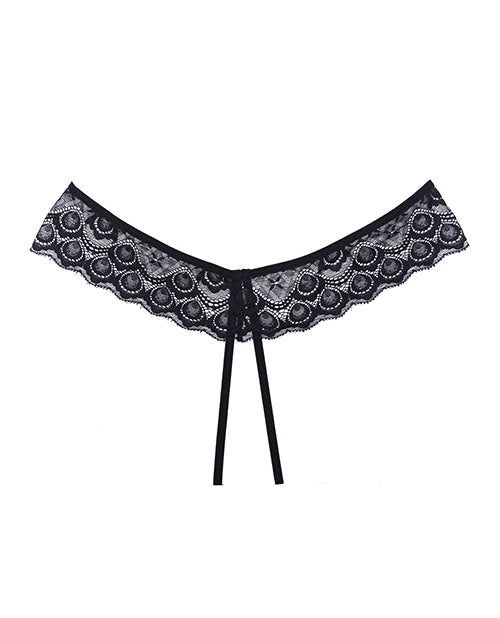 Adore Foreplay Braguita abierta frontal de encaje y malla negra T/U