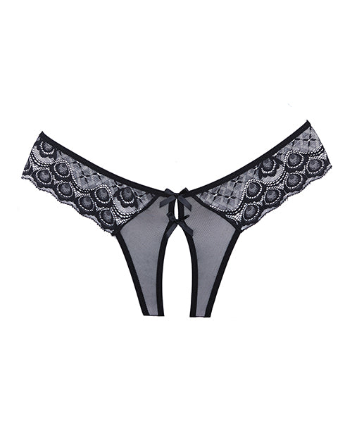 Adore Foreplay Braguita abierta frontal de encaje y malla negra T/U