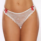 Allure Kisses & Bows Tanga de encaje con cordones Blanco Talla única