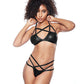 Bralette y tanga cruzados Kitten Sugar & Blush negros, talla única