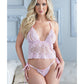 Allure Gigi Babydoll ajouré avec string ouvert à nouer rose T S/M