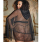Cape Allure en dentelle et maille avec ceinture attachée (string NON inclus) Noir QT