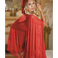 Allure Lace & Mesh Cape w/Attached Waist Belt (G-String NOT included) Red O/S