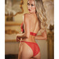 Allure Nuisette en dentelle ouverte rouge avec licou T/U